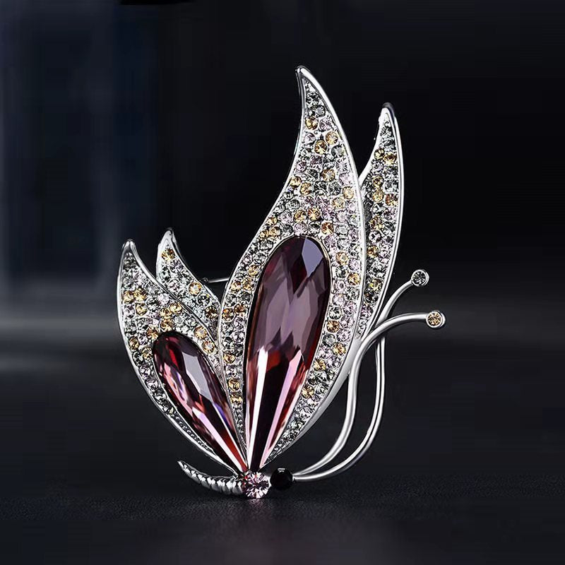 close-up of butterfly brooch pin for women