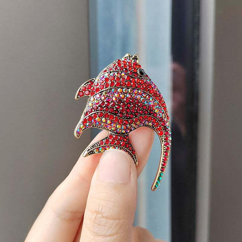 Tropical Fish Brooch with rhinestones