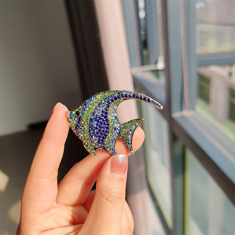 Tropical Fish Brooch worn on clothing