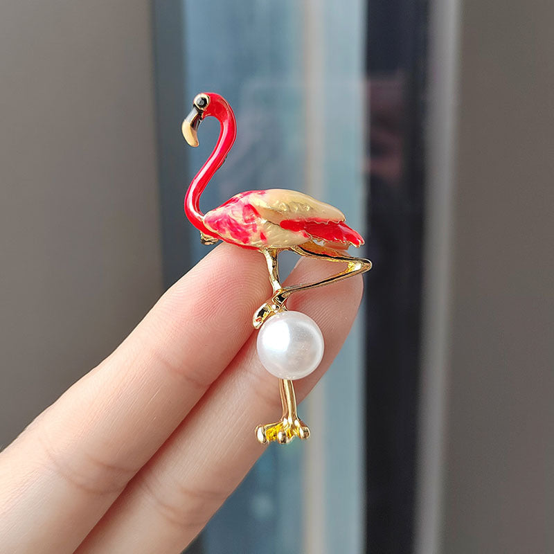 Close-up of Colourful Flamingo Brooch - Image 2