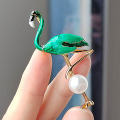 Close-up of Colourful Flamingo Brooch - Image 2