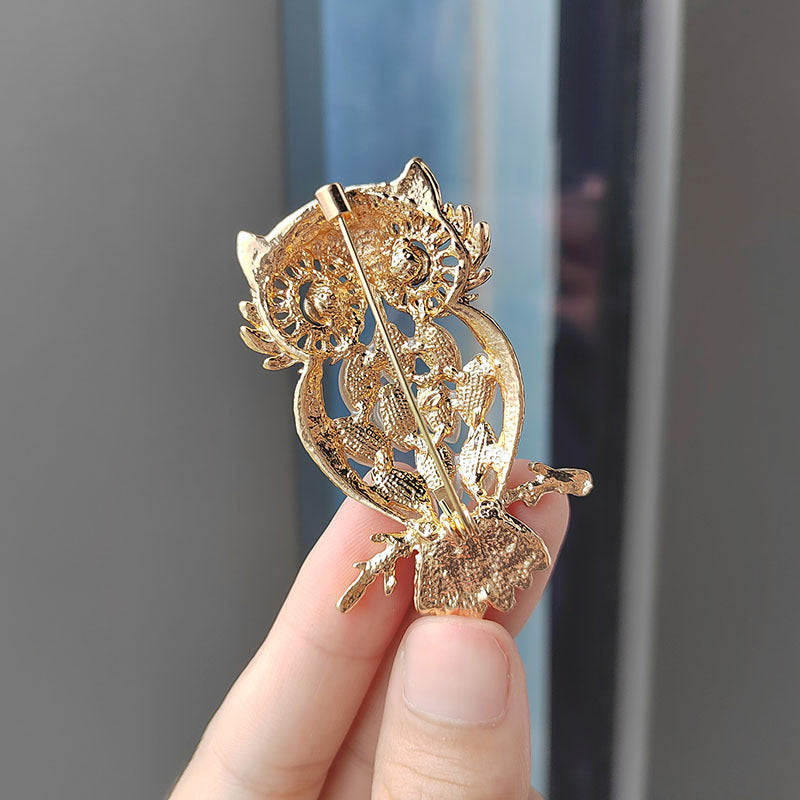 Chic Owl Brooch on casual outfit
