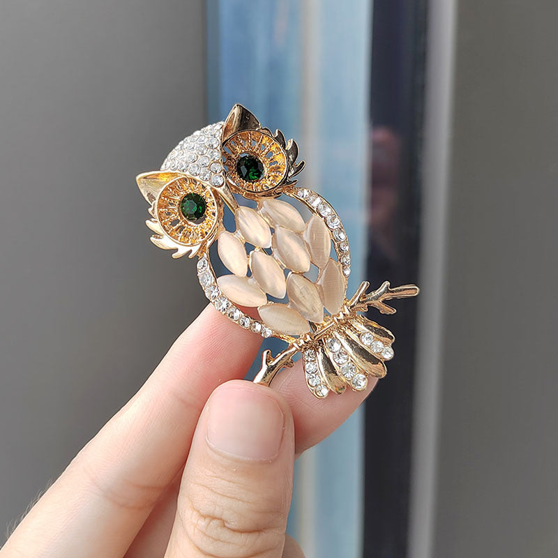 Chic Owl Brooch worn by model