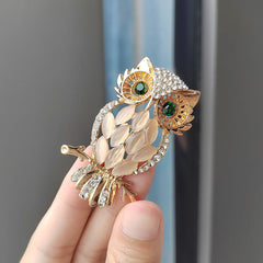 Chic Owl Brooch featuring rhinestone details