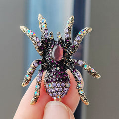Close-up view of the vintage spider pin design