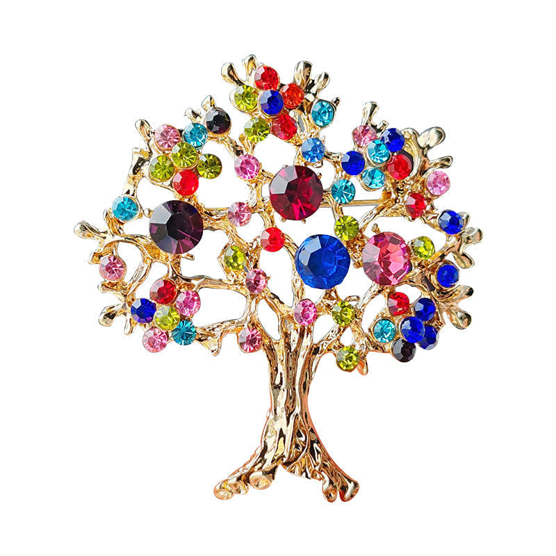 Elegant brooch with multi-colour crystals