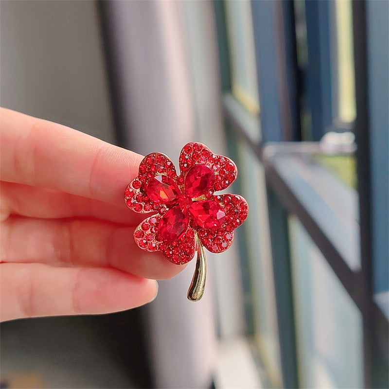 Fashionable brooch on casual outfit