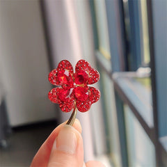 Cat eye brooch showcased on model