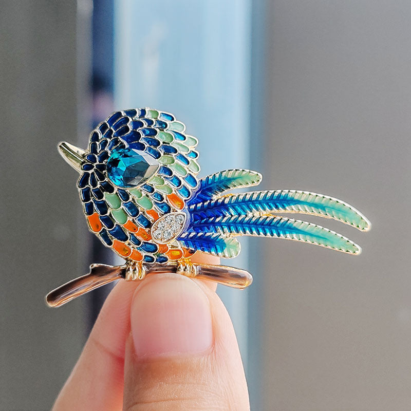 Sparkly alloy brooch on a scarf
