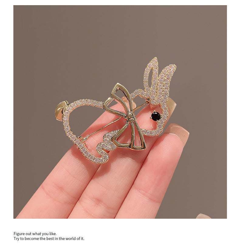Charming Anime Style Rhinestone Bunny Brooch 1
