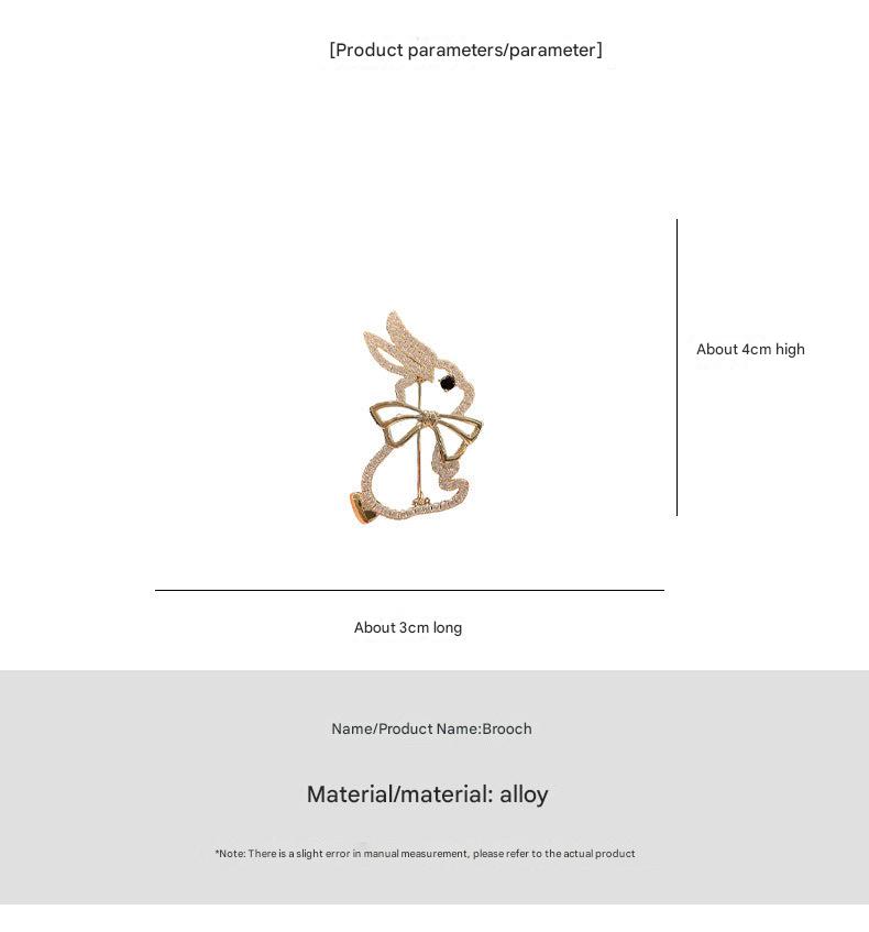 Rhinestone Bunny Brooch on Model Image 9