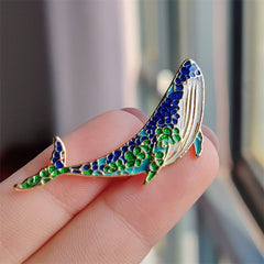 Close-up of the stylish dolphin brooch with electroplated finish