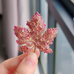 Versatile Crystal Brooch with Leaf Motif