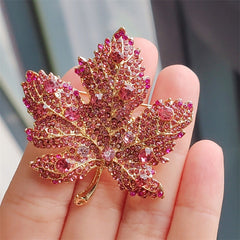 Versatile Crystal Brooch with Leaf Motif