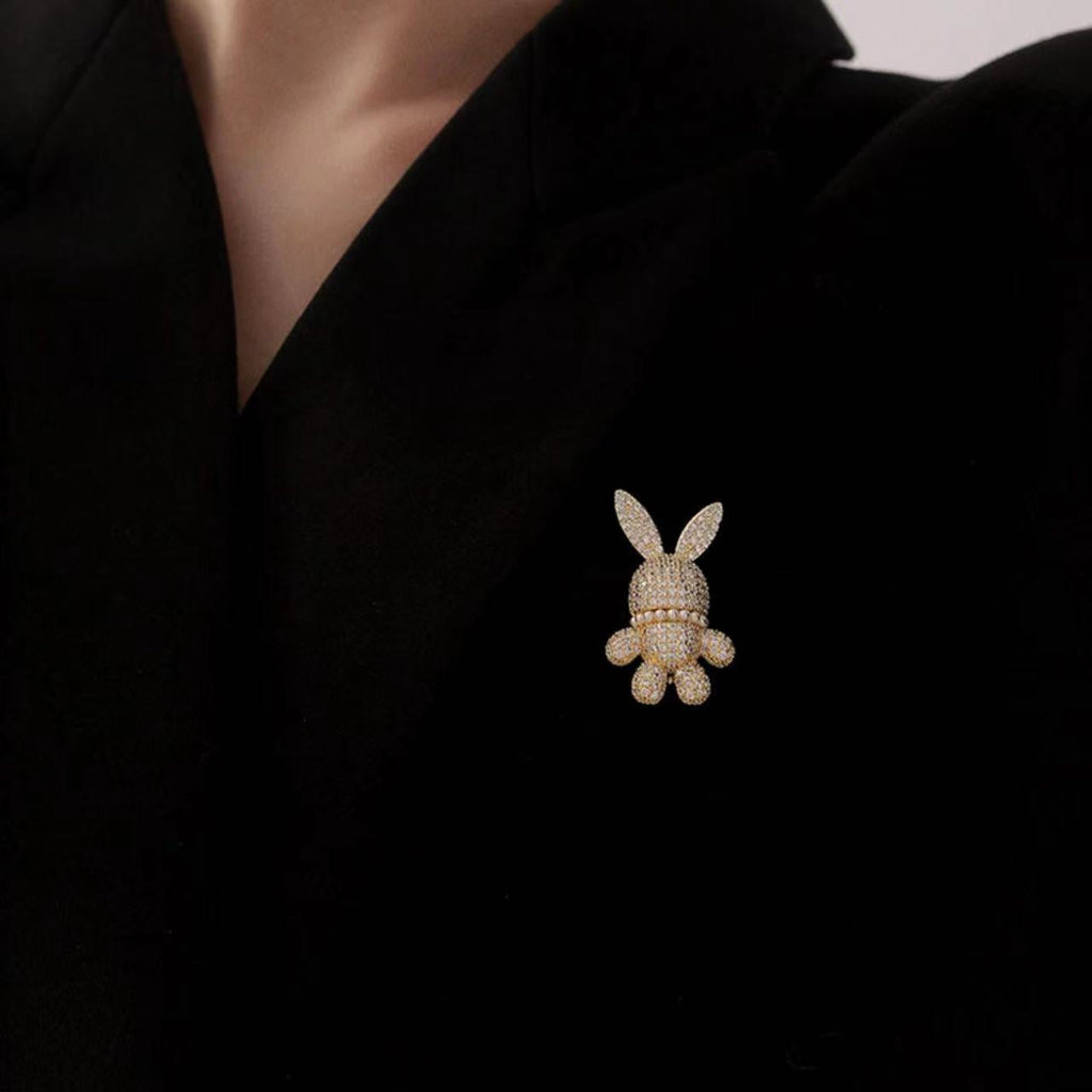 elegant bunny pin on a blouse