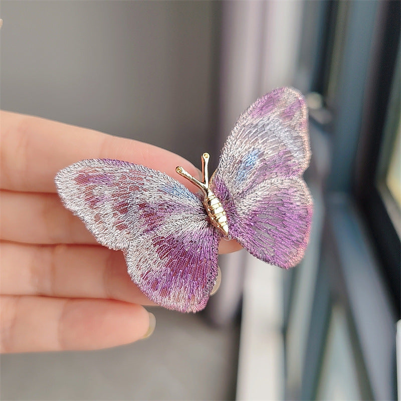 Close-up of butterfly embroidery design