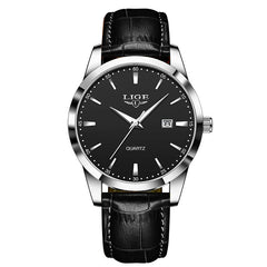 LIGE men's quartz watch on a flat surface
