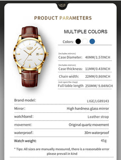 LIGE wristwatch demonstrating comfort and style