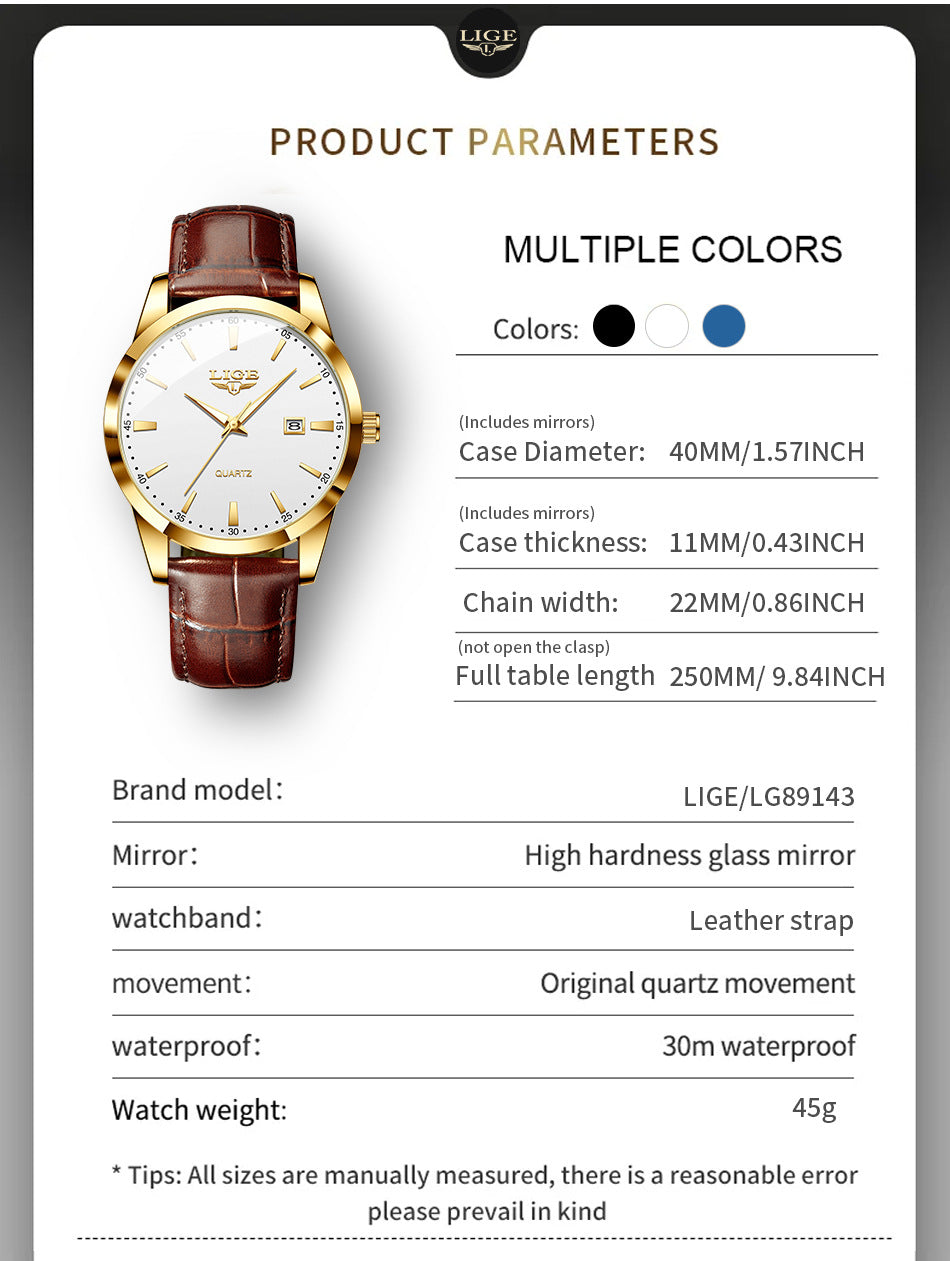 LIGE wristwatch demonstrating comfort and style