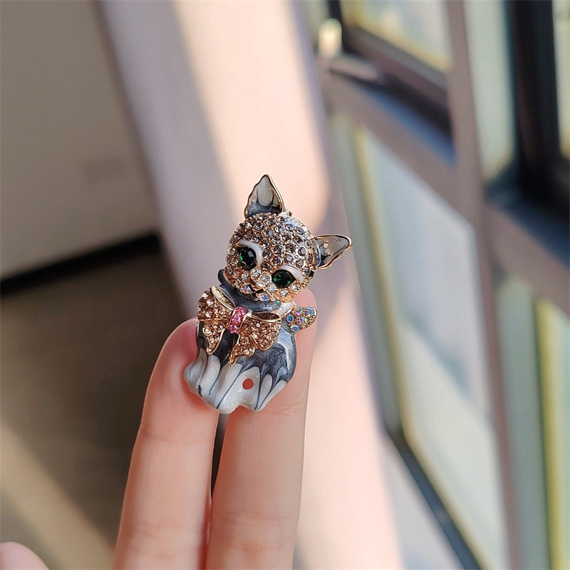 Fashion brooch worn on a winter jacket