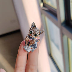 Fashion brooch worn on a winter jacket