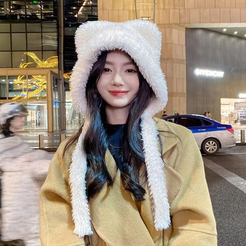 Cozy plush winter hat for outdoor fun
