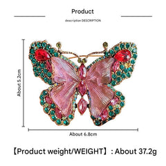 Fashionable crystal butterfly brooch on a coat