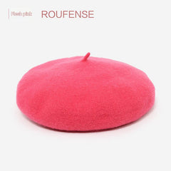 Stylish pink wool beret for winter