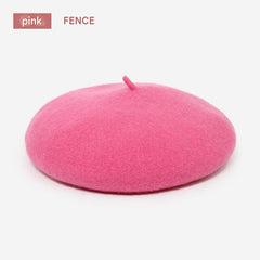 Warm red wool beret hat for women