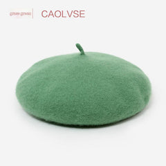 Stylish pink wool beret for winter