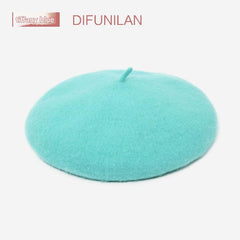 Multicolour wool beret for winter fashion
