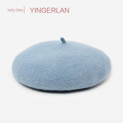 Casual black wool beret for women