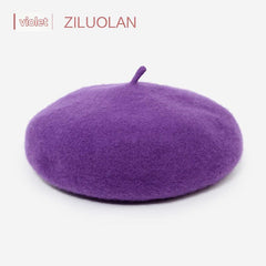 Stylish pink wool beret for winter