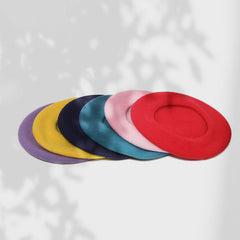 Warm red wool beret hat for women