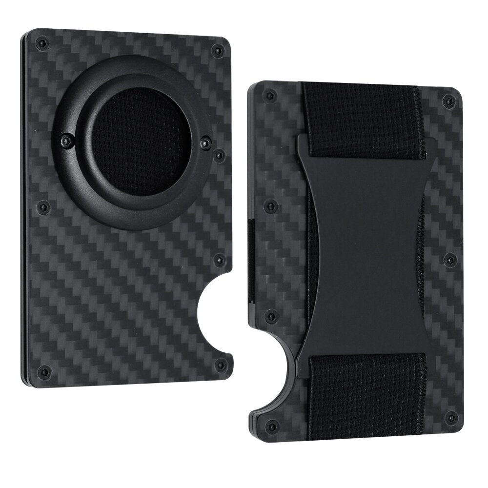 Compact aluminium wallet displayed on a table