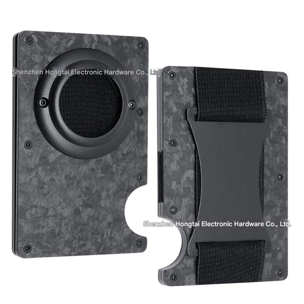 Interior view of aluminium wallet showing card capacity