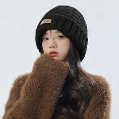 Wine red hat and scarf set for women's fashion