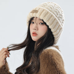 Brown knit hat and scarf combo for winter warmth