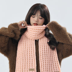 Gray knitted combo of hat and scarf for winter