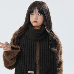 Festive red knit hat and scarf perfect for winter