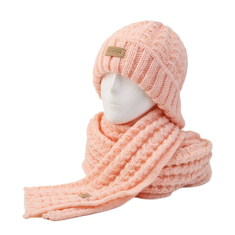 Festive red knit hat and scarf perfect for winter