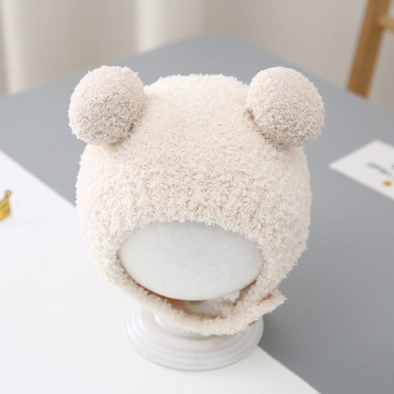 Soft polyester bear hat with ears for toddlers
