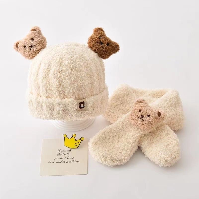 Infant winter accessories on display