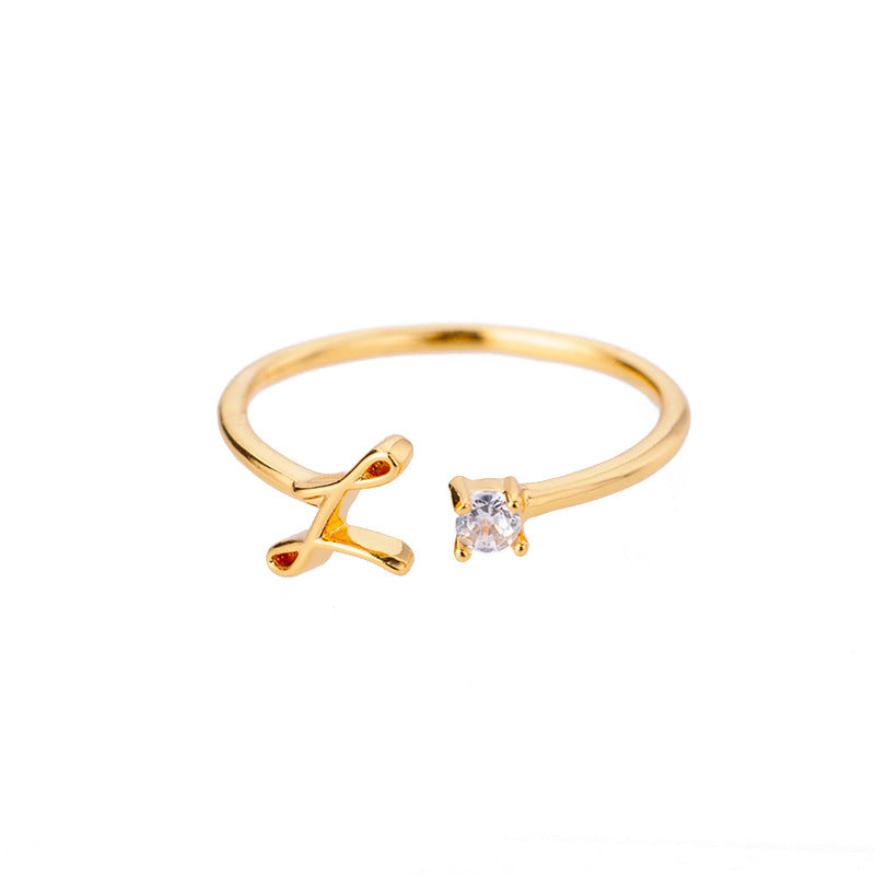 stylish gold ring with alphabet feature