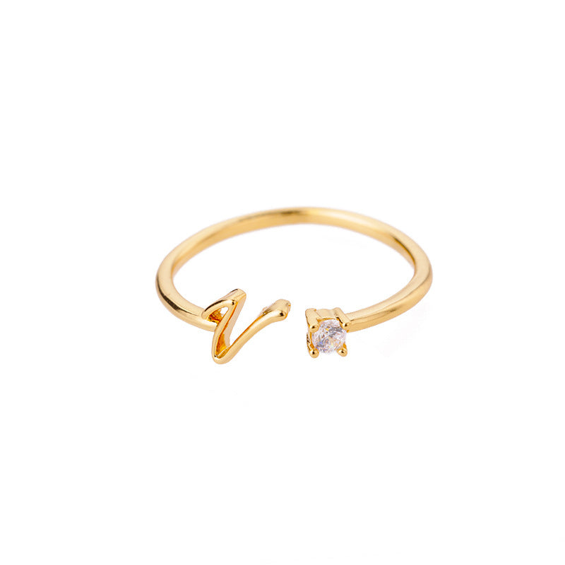 stylish gold ring with alphabet feature