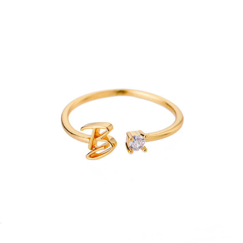 stylish gold ring with alphabet feature