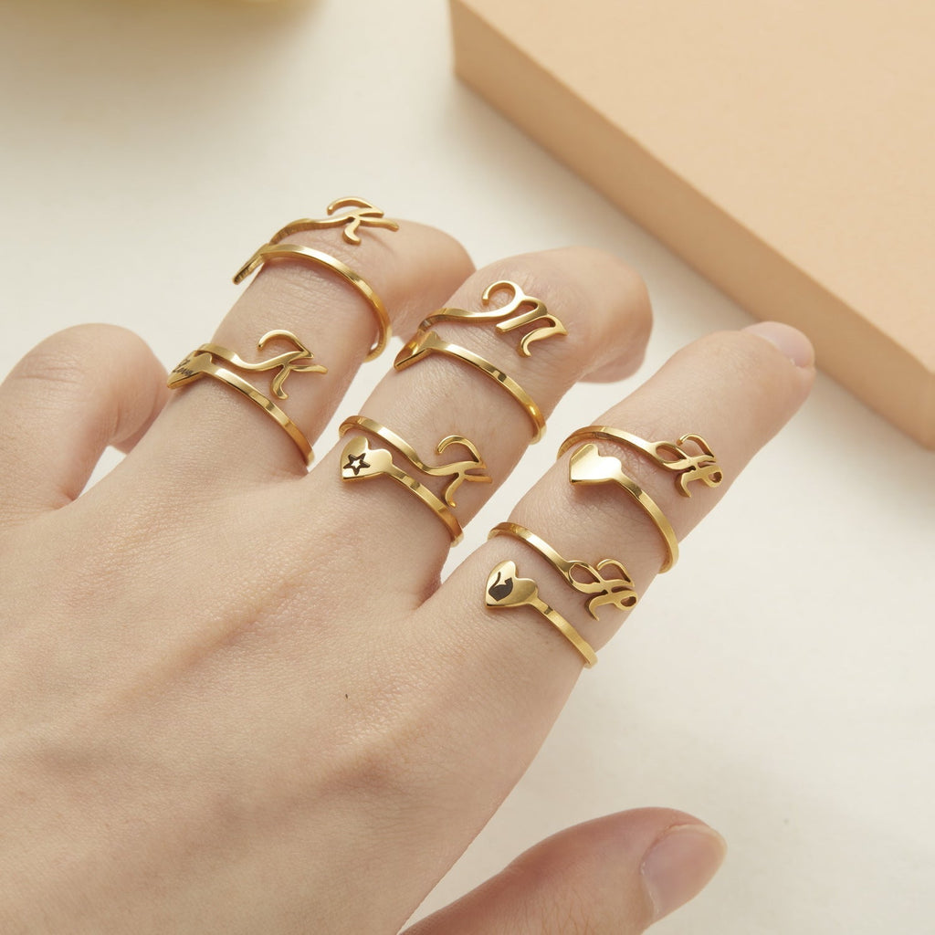 Stylish women wearing adjustable stainless steel rings