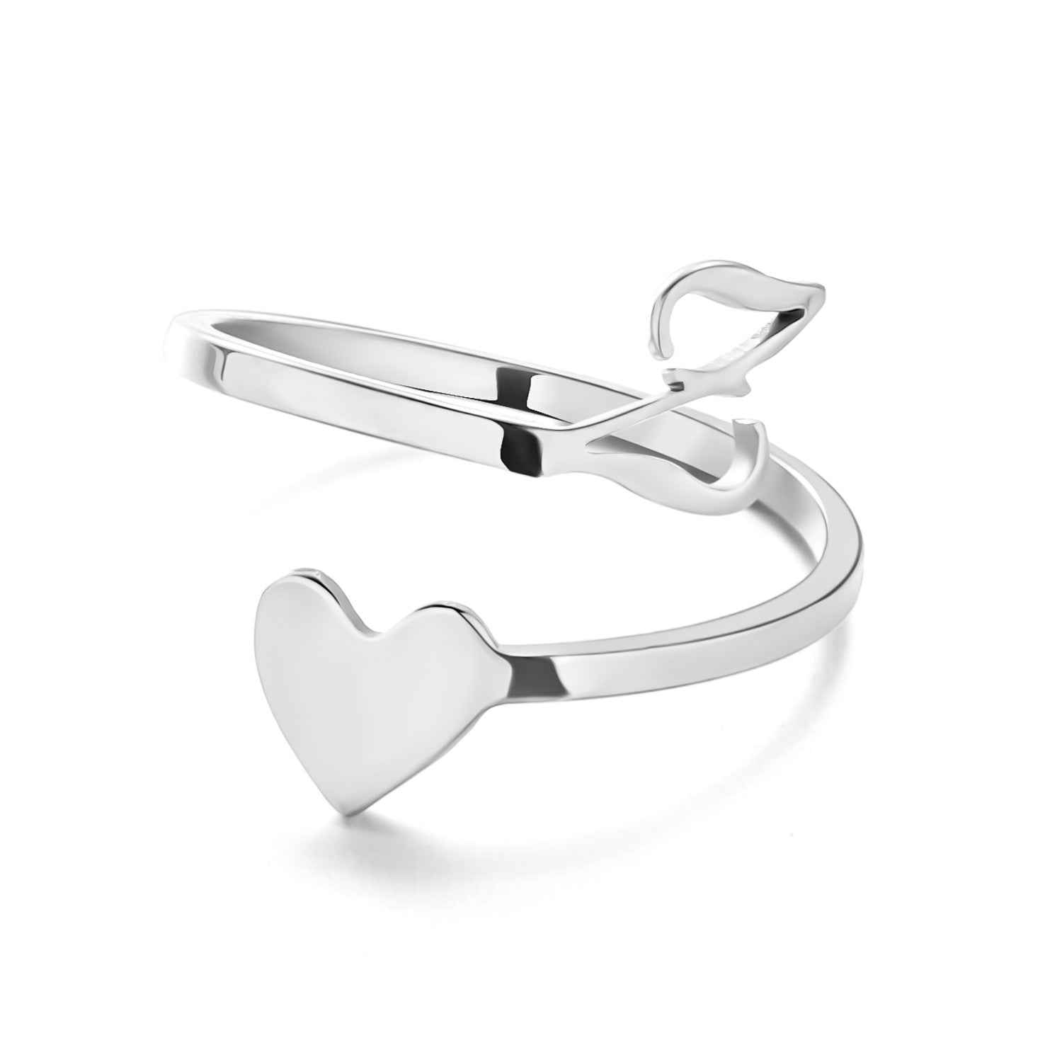 Woman's hand wearing a stylish heart design ring