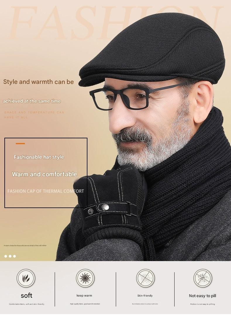 Model wearing a warm ear protection cap