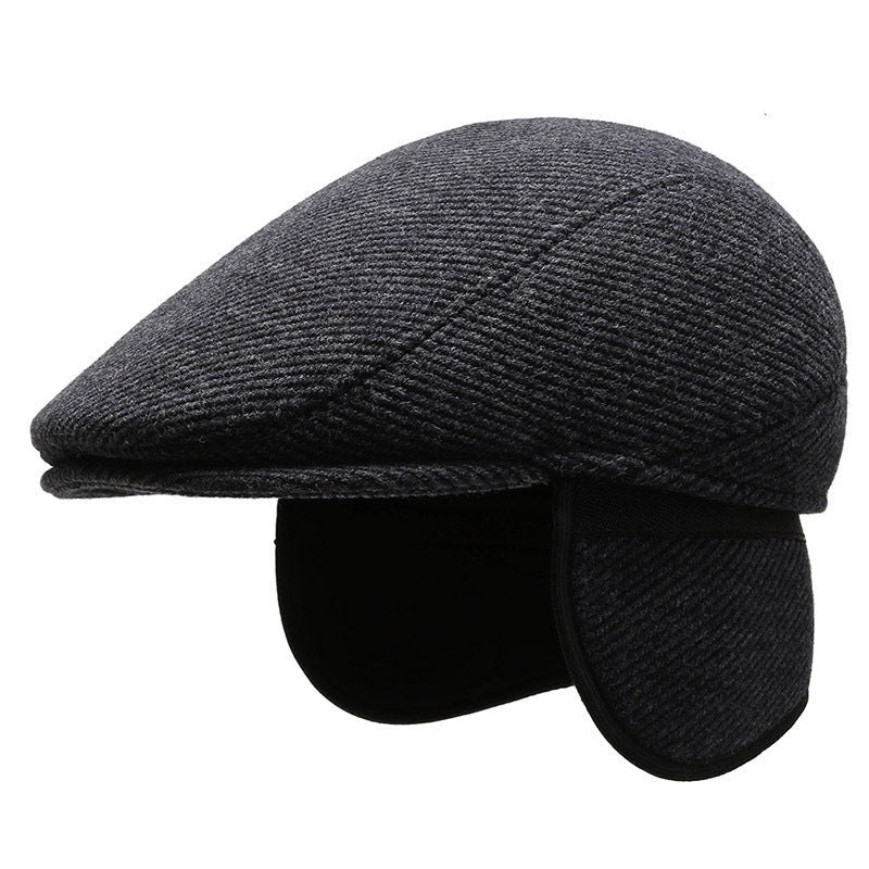 Close-up of winter ear protection hat fabric